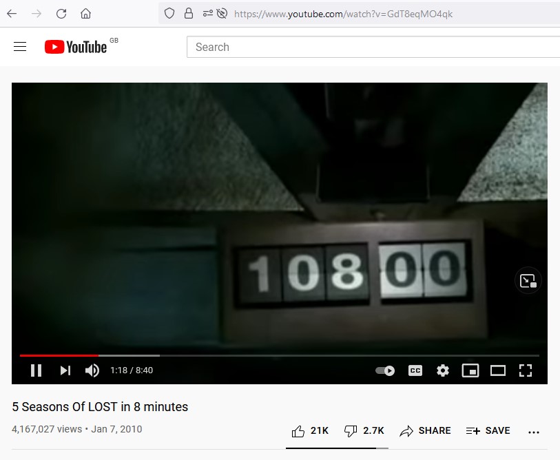 Youtube screenshot of Lost 5 seasons in 8 minutes